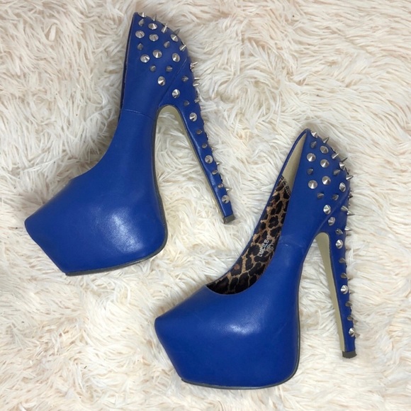 blue studded shoes